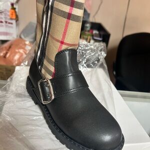 Burberry Black and Tan Plaid Men's Boots